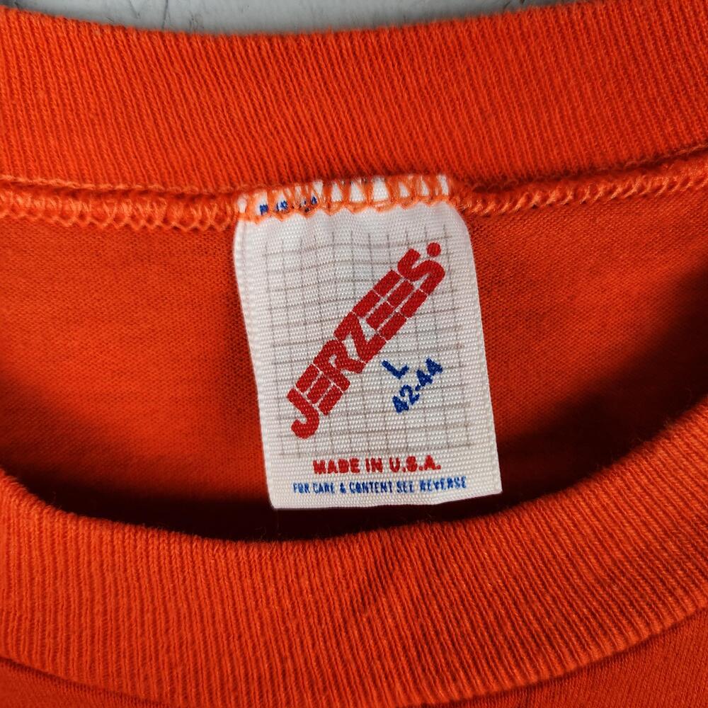 Vintage Hanover Hawks Shirt Mens Large Orange Graphic Logo 80s Virginia School - Picture 4 of 15
